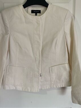 Jones New York Off-White Collarless Textured Jacket